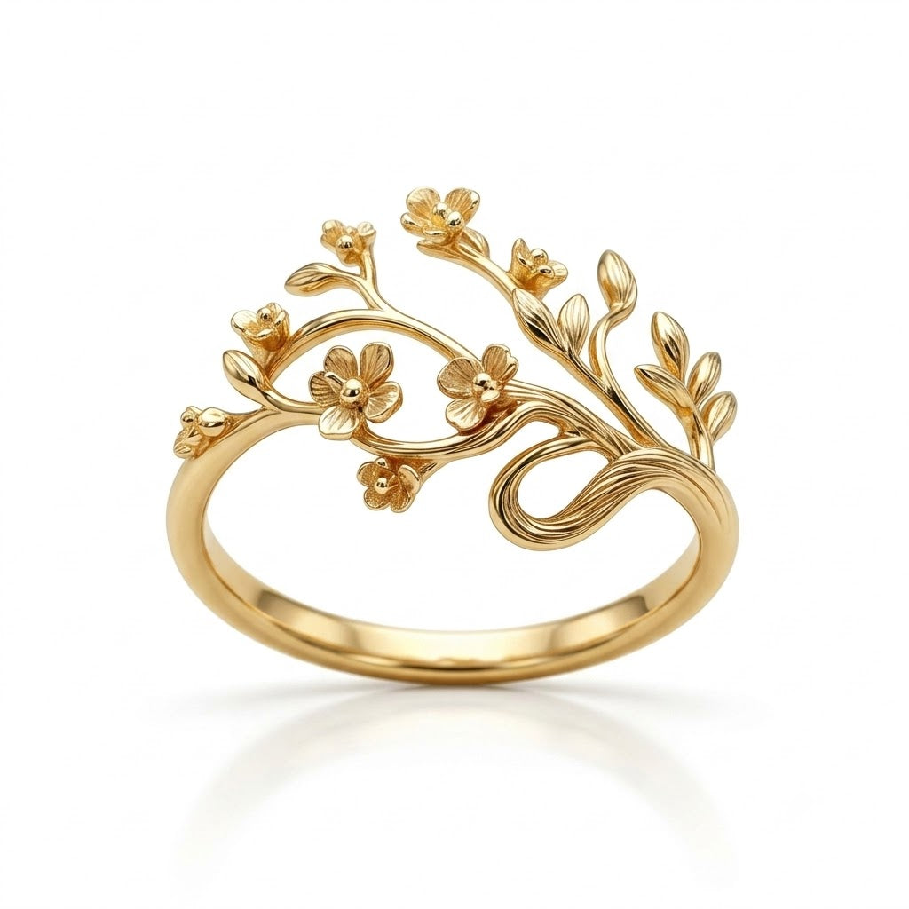 High-end Natural-style Hollow-flower Ring